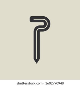 Letter PI pencil shape logo design. Link icon in flat style isolated on grey background. Graphic alphabet symbol for your corporate business identity, website, app, UI. Arts logo design inspiration.