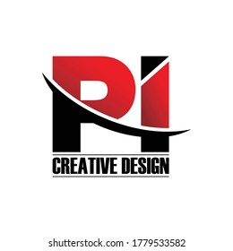 Letra PI diseño de icono de logotipo simple vector