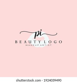 Letter PI Watercolor Lips Premade Logo Design, Logo for Makeup Artist Business Branding, Blush Beauty Boutique Logo Design, Calligraphy Logo