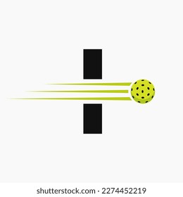 Letter I Pickleball Logo Symbol. Pickle Ball Logotype Vector Template