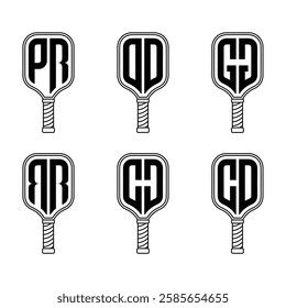 Letter pickleball vector illustration logo pr dd gg rr cc cd