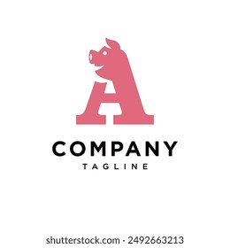 Letter A Pig Head logo icon vecto