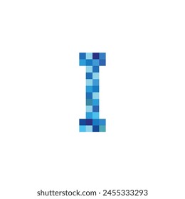 letter I piixels, blue simple vector logo symbol
