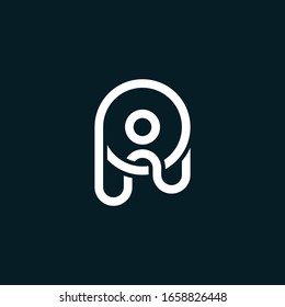 letter PIN geometric logo icon modern creative design template