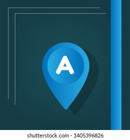 letter A with pin location logo