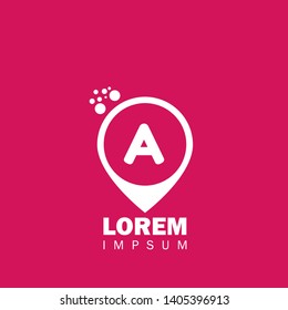 letter A with pin location logo