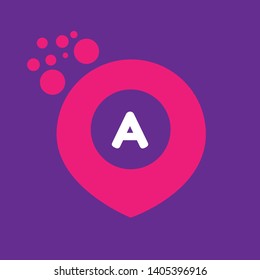 letter A with pin location logo