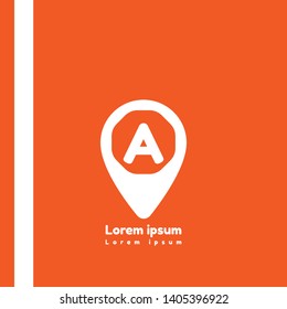 letter A with pin location logo