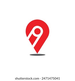 letter i pin location simple geometric logo vector 