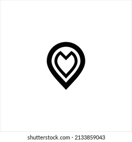 plantilla de corazón vectorial del logotipo del pin letra