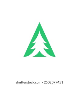 Letra Un Vector De Logotipo De Árbol De Pino. Logotipo del triángulo del pino