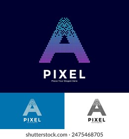Letter A pixel colorful vector design. Suitable for business, initial, poster, technology and network