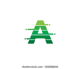 Letter A Pixel Cut Logo Design Template