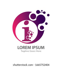 Letter I with pixel digital Logo design, Creative Vector Template symbol