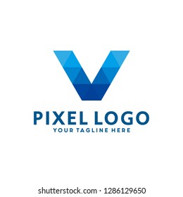 Letter Pixel Logo Digital Technology Symbol Design