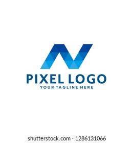 Letter Pixel Logo Digital Technology Symbol Design