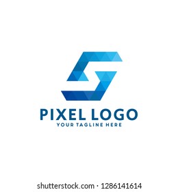 Letter Pixel Logo Digital Technology Symbol Design
