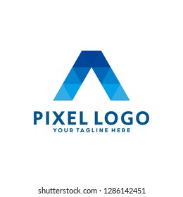 Letter Pixel Logo Digital Technology Symbol Design