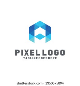 Letter Pixel Logo Digital Technology Symbol Design