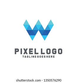 Letter Pixel Logo Digital Technology Symbol Design
