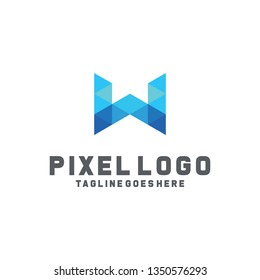 Letter Pixel Logo Digital Technology Symbol Design