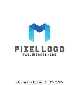 Letter Pixel Logo Digital Technology Symbol Design