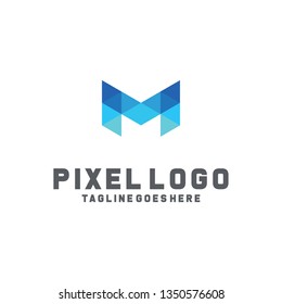Letter Pixel Logo Digital Technology Symbol Design