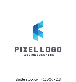Letter Pixel Logo Digital Technology Symbol Design