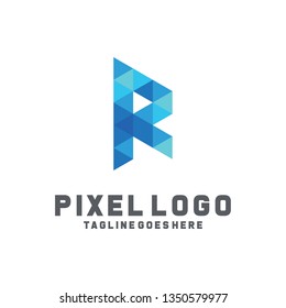Letter Pixel Logo Digital Technology Symbol Design