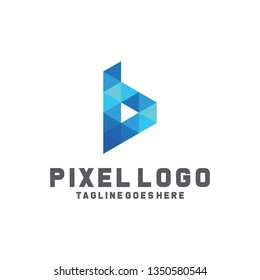 Letter Pixel Logo Digital Technology Symbol Design