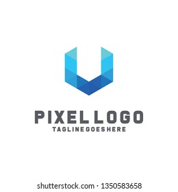 Letter Pixel Logo Digital Technology Symbol Design