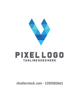 Letter Pixel Logo Digital Technology Symbol Design