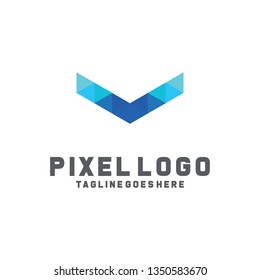 Letter Pixel Logo Digital Technology Symbol Design