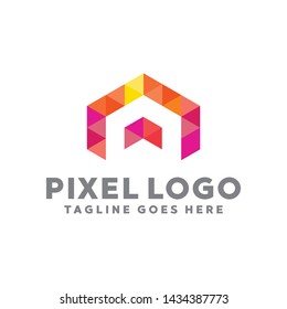 Letter Pixel Logo Digital Technology Symbol Design