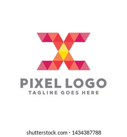 Letter Pixel Logo Digital Technology Symbol Design