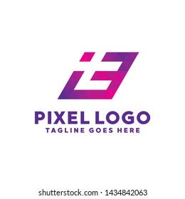 Letter Pixel Logo Digital Technology Symbol Design