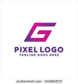Letter Pixel Logo Digital Technology Symbol Design