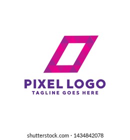 Letter Pixel Logo Digital Technology Symbol Design