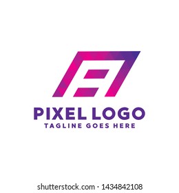 Letter Pixel Logo Digital Technology Symbol Design