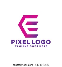 Letter Pixel Logo Digital Technology Symbol Design