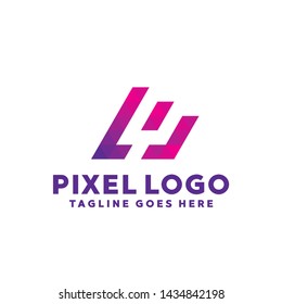 Letter Pixel Logo Digital Technology Symbol Design