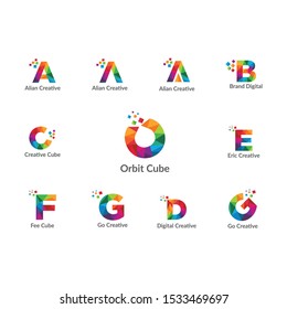 letter Pixel logo  template a,b,c,d,f,g,o.