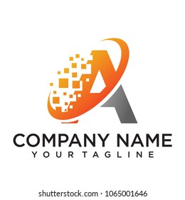 A Letter Pixel Motion Logo Design Template