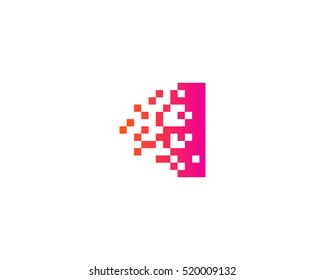 I Letter Pixel Motion Logo Design Template