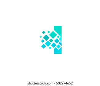 I Letter Pixel Multiply Colorful Logo Design Template