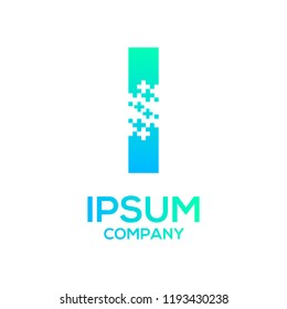 Letter i Pixel and Plus sign, Technology and digital, Medical healthcare hospital Logotype for your Corporate identity