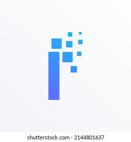 Buchstabe i mit Logo-Design der Pixeltechnologie