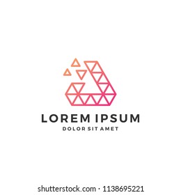 A letter pixel triangle geometric logo download