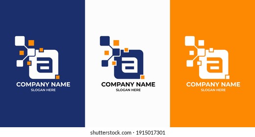 Letter A pixels logo initial design template. Illustration vector graphic of  letter with pixel logo design concept. Perfect for Business corporate, more technology brand identity