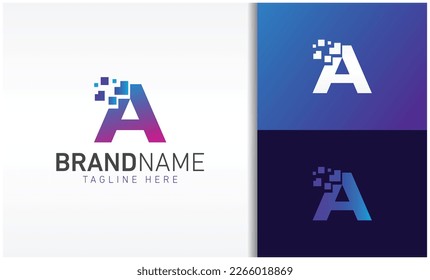 letter A pixels logo vector